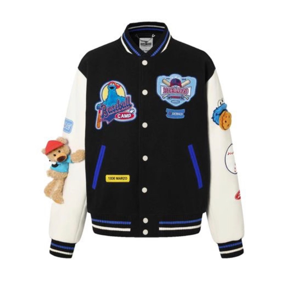 13de Marzo x Sesame Street Cookie Monster baseball jacket